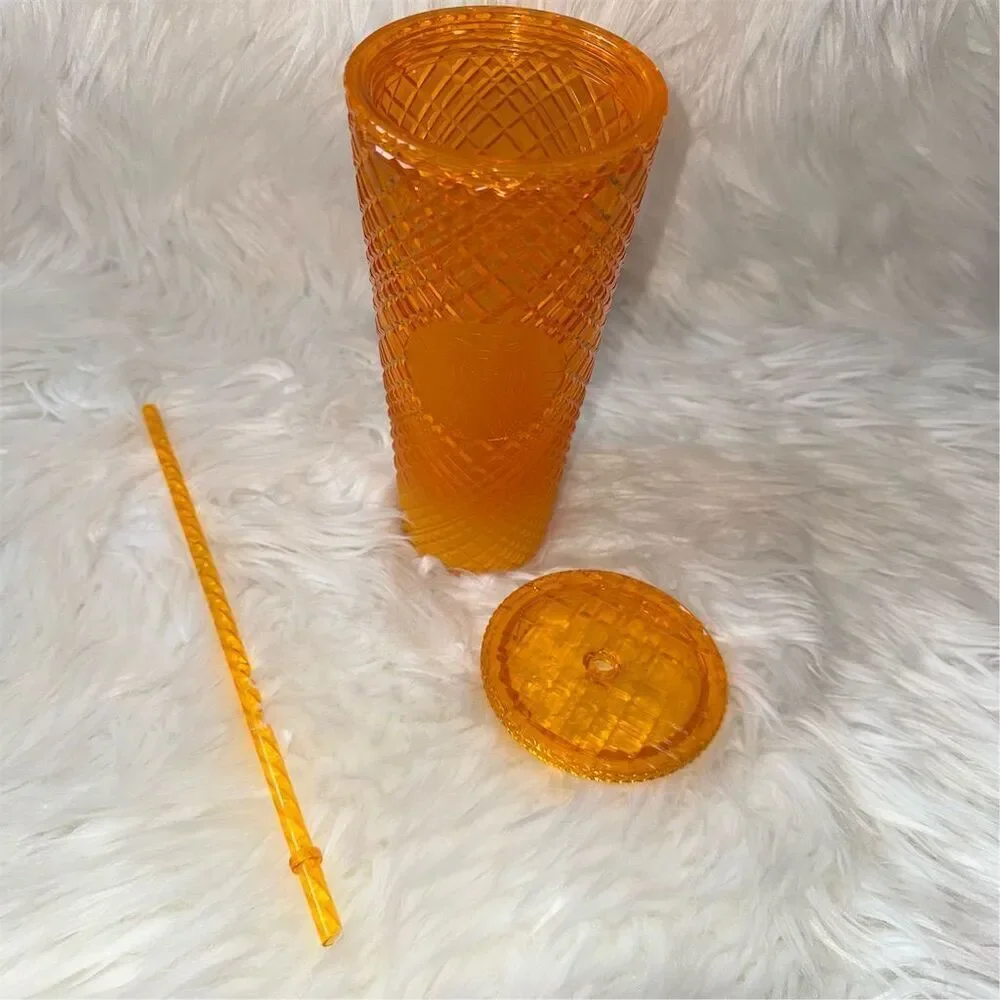 Starbucks Orange‎ Mango Jeweled Grid Gradient Venti Tumbler 24oz